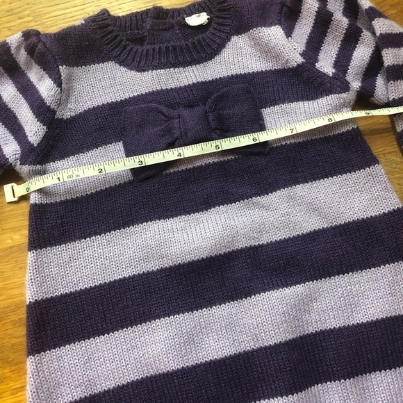 🎉3 For 15$🎉 Girl Knitted Dress With Bow And Purple Stripes Size 6 Months - Picture 4 of 6